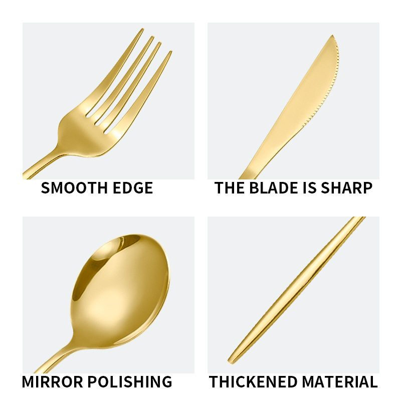 Juego de cubiertos de acero in - Gold Cutlery Flatware reseña y precio
