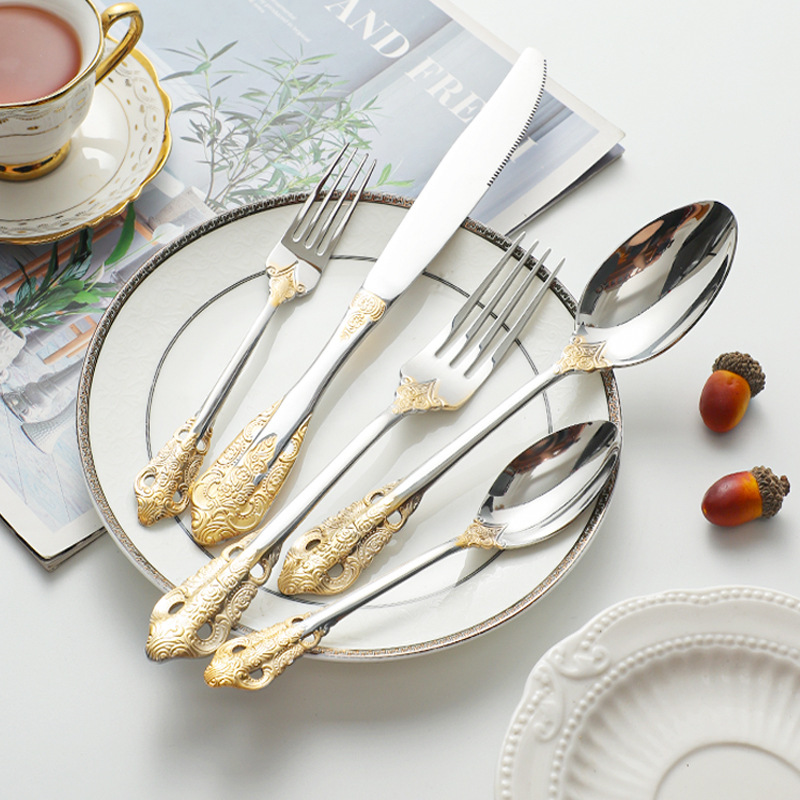 Juego de cubiertos dorados de  - Gold Cutlery Flatware reseña y precio