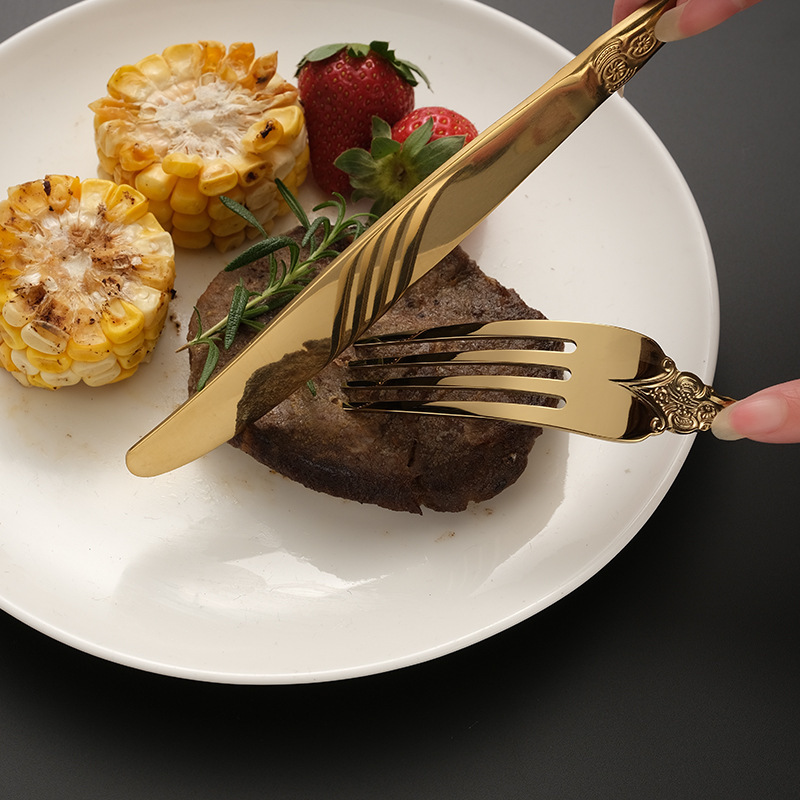 Juego de cubiertos dorados de  - Gold Cutlery Flatware reseña y precio