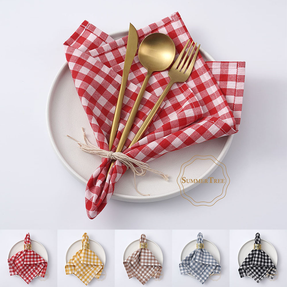 Servilleta de Algodón Gingham  - Linen Napkin Set reseña y precio