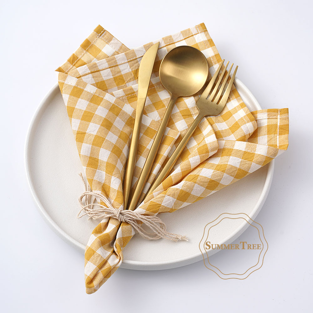 Servilleta de Algodón Gingham  - Linen Napkin Set reseña y precio