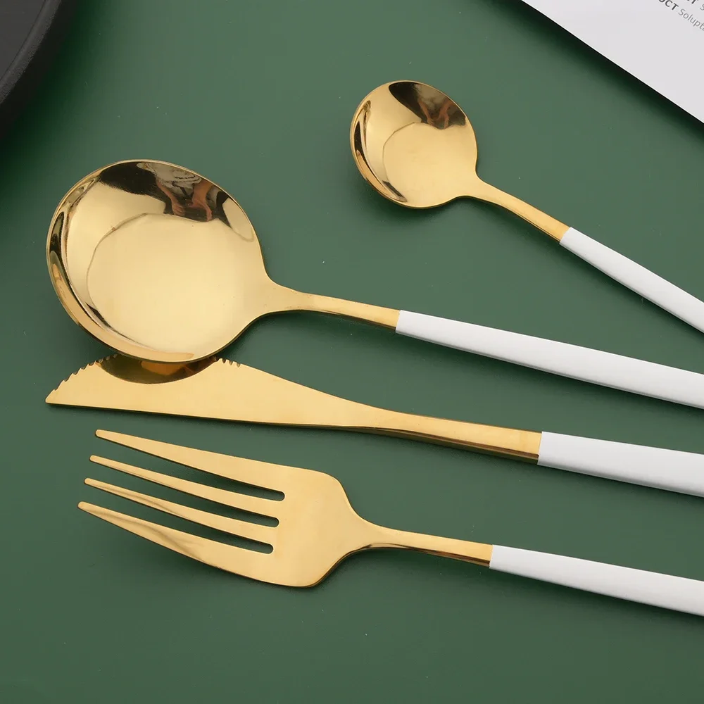 Juego de Cubiertos de 16/24/32 - Gold Cutlery Flatware reseña y precio