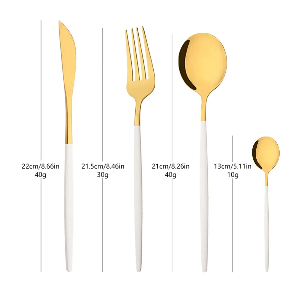 Juego de Cubiertos de 16/24/32 - Gold Cutlery Flatware reseña y precio