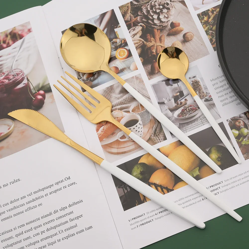 Juego de Cubiertos de 16/24/32 - Gold Cutlery Flatware reseña y precio