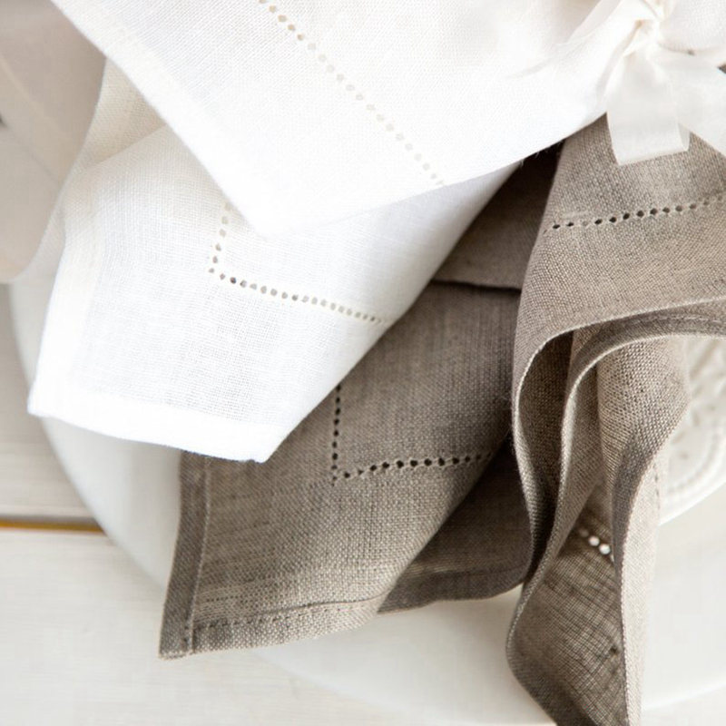 Servilletas de costura blanca  - Linen Napkin Set reseña y precio