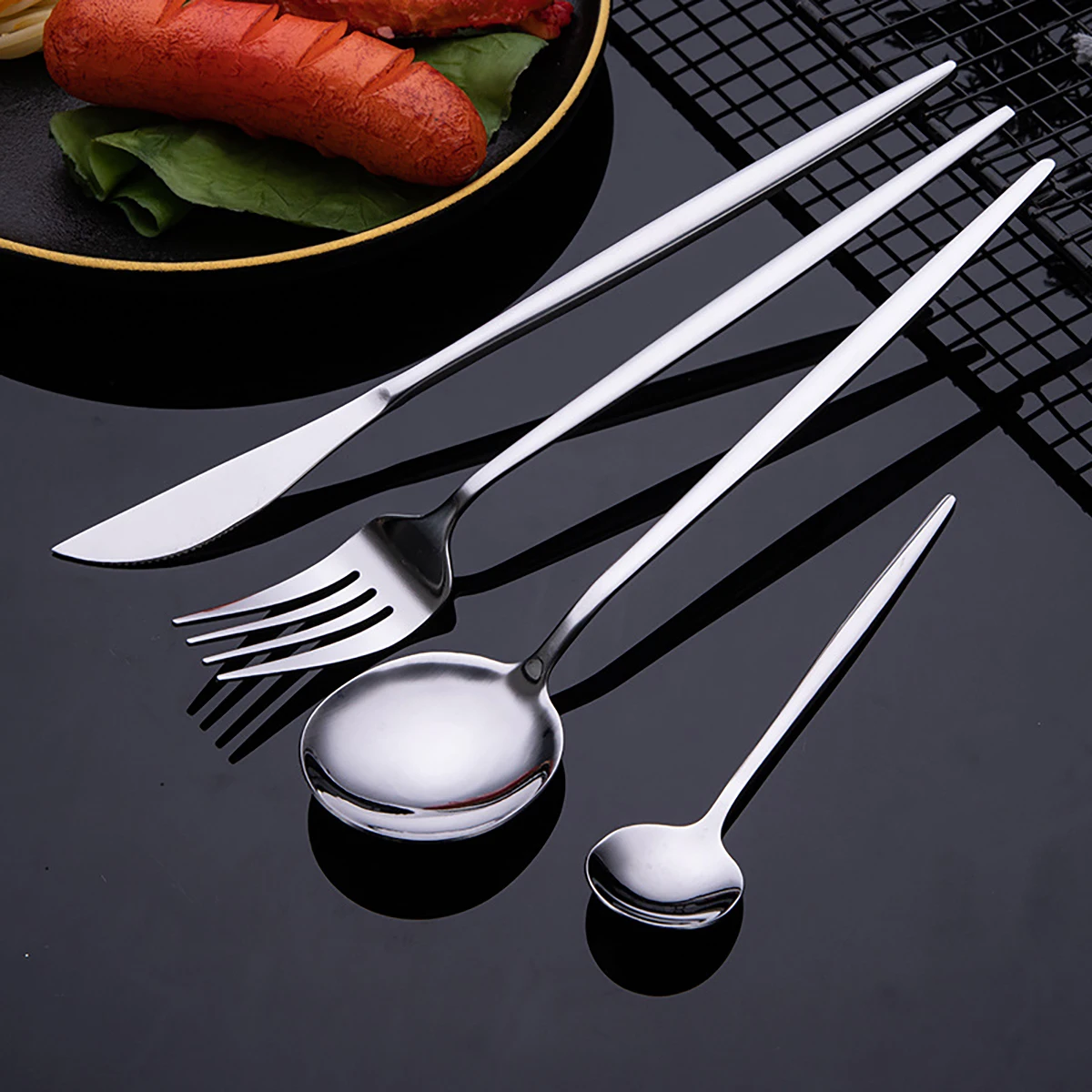 Juego de cubiertos dorados de  - Gold Cutlery Flatware reseña y precio