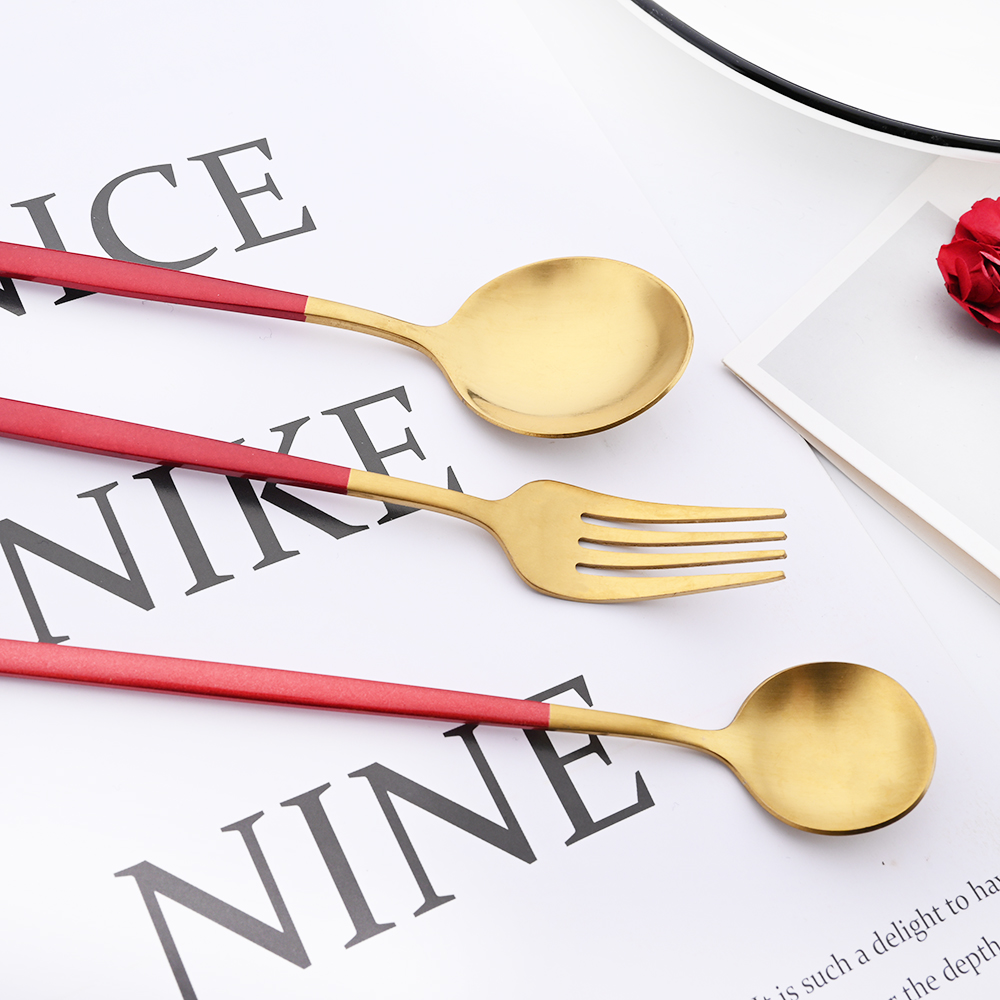 Drmfiy-Juego de vajilla de caf - Gold Cutlery Flatware reseña y precio