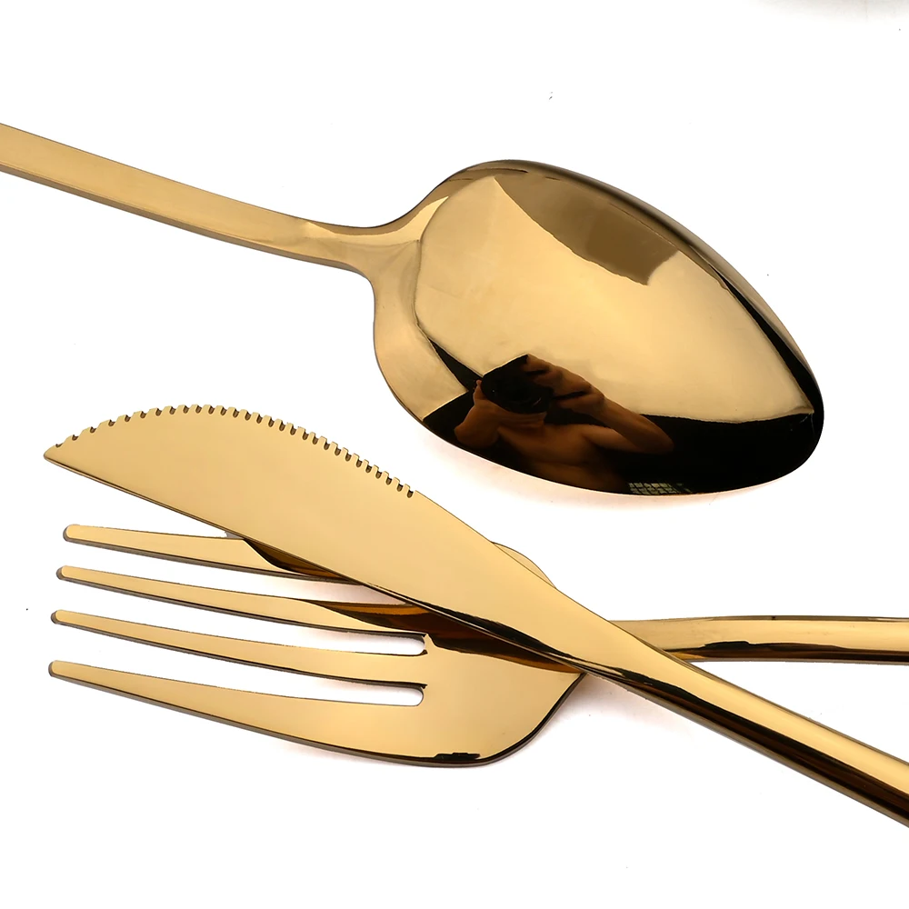 Juego de vajilla navideña de 2 - Gold Cutlery Flatware reseña y precio
